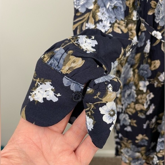 NWT H&M Mama Maternity Navy Blue Floral‎ Button Up Long Sleeve Dress Size MEDIUM - Picture 5 of 10